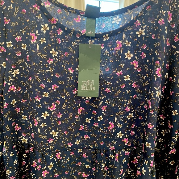 NWT wild fable long sleeve floral print babydoll dress, Size S - Picture 7 of 7